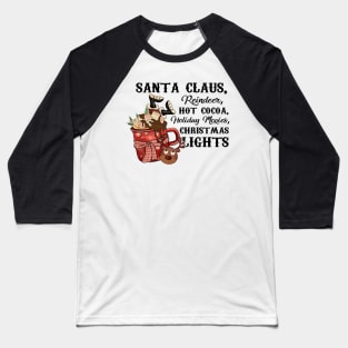 Santa Claus Reindeer, Hot Cocoa, Holiday Movies, Christmas Lights, Vintage Santa Baseball T-Shirt